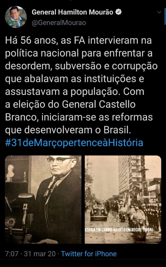 Tuíte Mourão