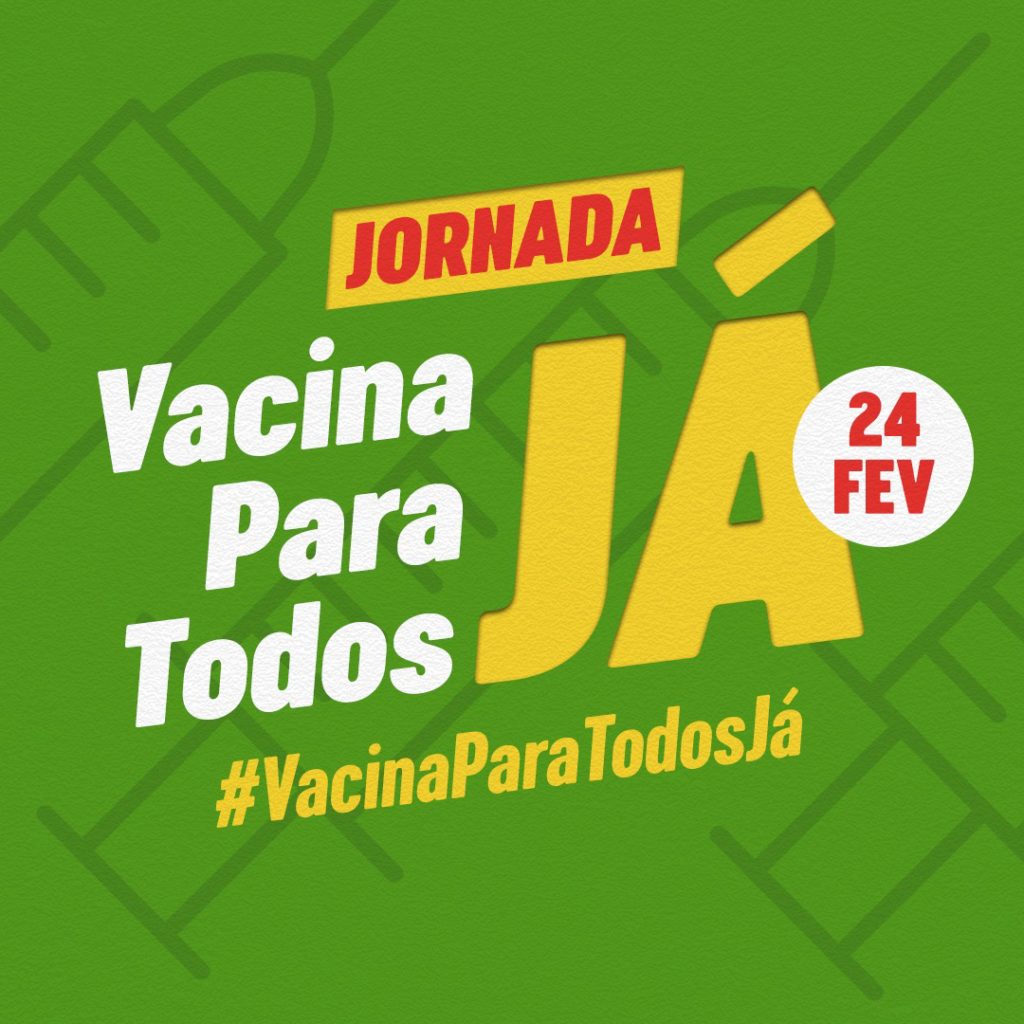 Entidades e movimentos sociais promovem nesta quarta-feira mobilização por vacina para todos, com atividades nas redes e nas ruas