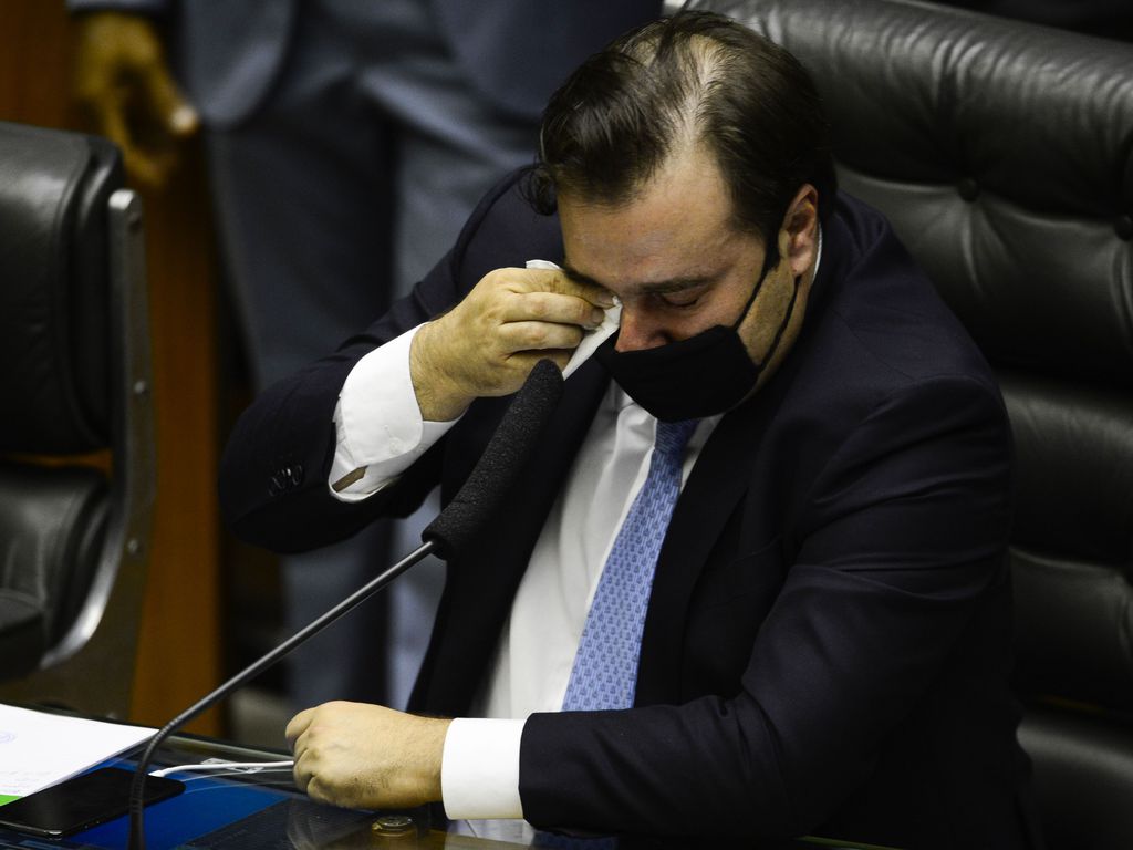 O deputado Rodrigo Maia se emociona em discurso durante sessão para eleição dos membros da mesa diretora da Câmara dos Deputados. Foto: Marcelo Camargo/Agência Brasil