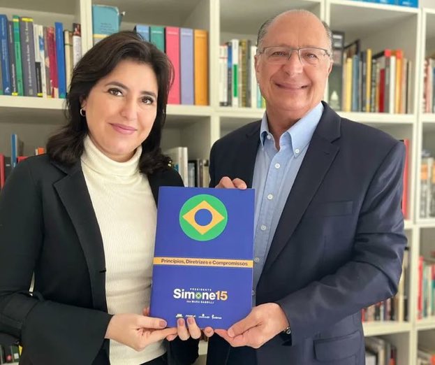A senadora Simone Tebet e Geraldo Alckmin. Foto: Divulgação.