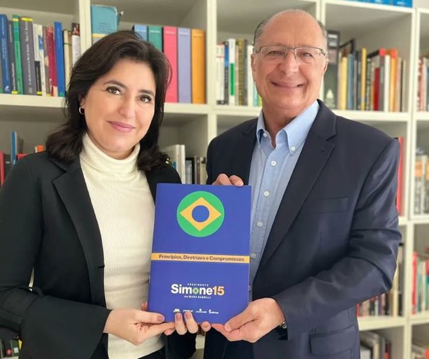 Senadora Simone Tebet e Geraldo Alckmin, vice na chapa com Lula. Foto: Divulgação.