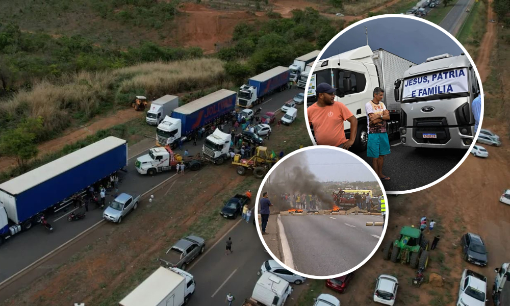 Fechamento total ou parcial de rodovias causa transtornos no Brasil. A Polícia Rodoviária Federal tenta negociar com vândalos bolsonaristas