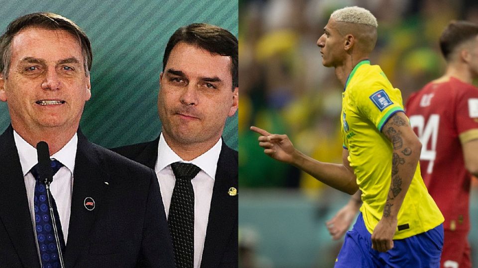 Jair, Flávio Bolsonaro e Richarlison.
Créditos: Valter Campanato Agência Brasil / Lucas Figueiredo CBF