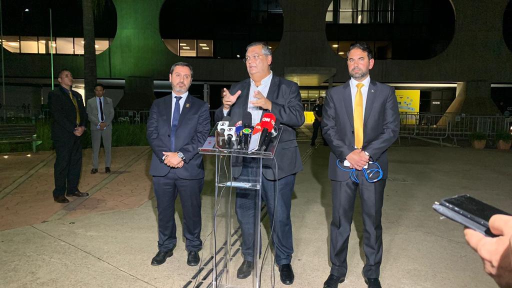 Ministro da Justiça, Flávio Dino, durante coletiva em Brasília. Foto: Divulgação.