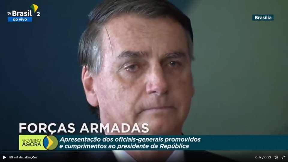 Bolsonaro chora. Créditos: Reprodução de Vídeo