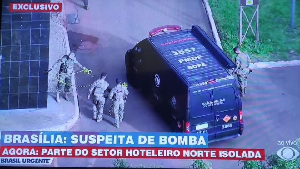 Nova suspeita de bomba em Brasília. Créditos: Reprodução /TV Band