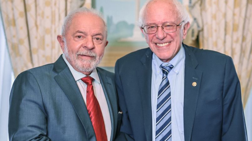 Lula e o senador norte-americano Bernie Sanders. Foto: Ricardo Stuckert.