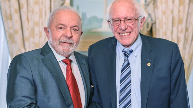 Lula e o senador norte-americano Bernie Sanders. Foto: Ricardo Stuckert.