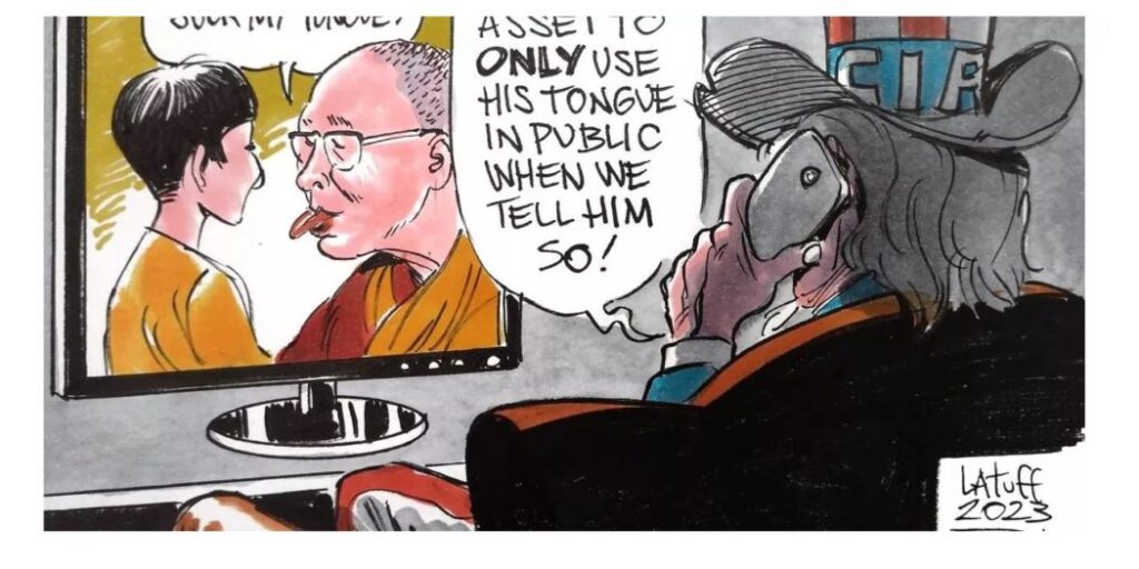 Charge de Latuff sobre Dalai Lama (Foto: Carlos Latuff / Global Times)