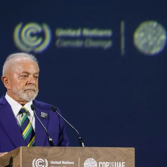Lula em discurso na COP28. Foto: Christophe Viseux/COP28