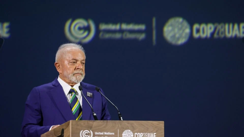 Lula em discurso na COP28. Foto: Christophe Viseux/COP28